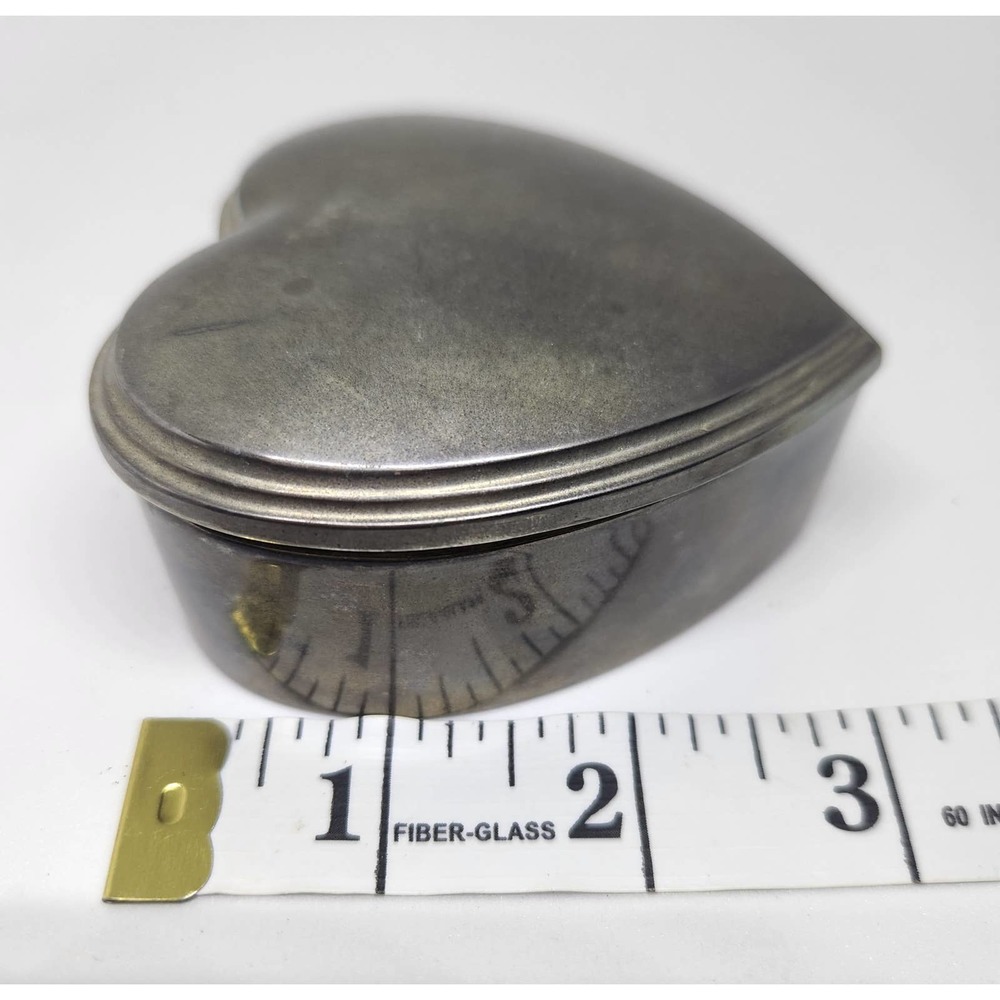 Silver Pltd.ISCo. Heart-Shaped White Velevt-Lined Trinket Box Jewelry Vtg.1991